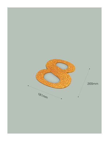El número 8 con purpurina oro 181 x 200 mm. Ducaval envios 24/48 hora