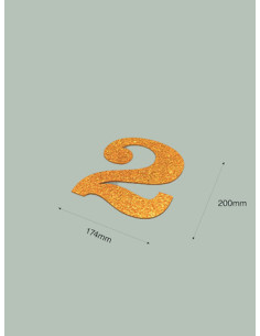 Número 2 con purpurina oro 174 x 200 mm. Ducaval envios 24/48 horas