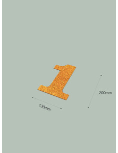 Número 1 con purpurina oro 130 x 200 mm. Ducaval envios 24/48 horas