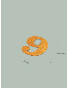Número 9 con purpurina oro 170 x 200 mm. Ducaval envios 24/48 horas