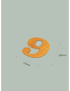 Número 9 con purpurina oro 170 x 200 mm. Ducaval envios 24/48 horas