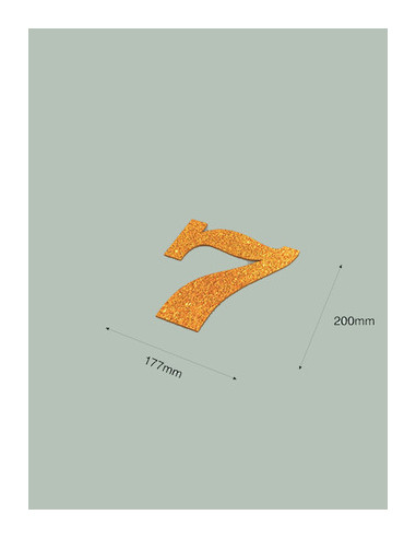 Número 7 con purpurina oro 177 x 200 mm. Ducaval envios 24/48 horas
