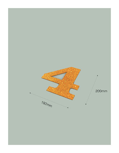 El número 4 con purpurina oro 192 x 200 mm. Ducaval envios 24/48 hora