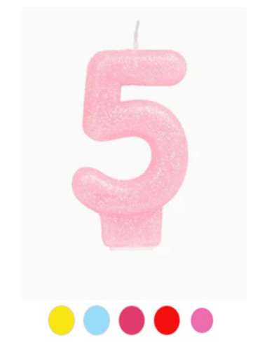 Vela glitter nº5 colores surtidos 8.5cm | Ducaval | Envíos 24/48 hora