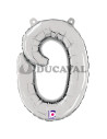 Globo foil letra O minúscula plata 36cm