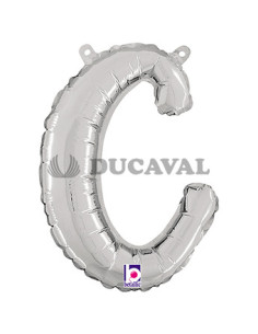 Globo foil letra C minúscula plata 36cm