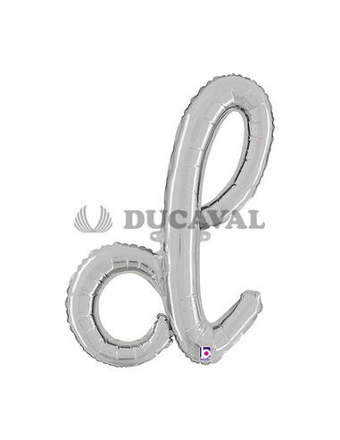 Globo foil letra D minúscula plata | Ducaval | Envíos 24/48h