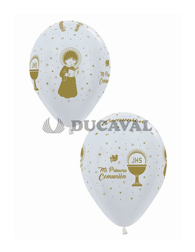Globo látex satín perla Mi 1 comunión 30cm | Ducaval | Envíos 24/48 h