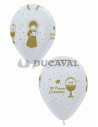 Globo látex satín perla Mi 1 comunión 30cm | Ducaval | Envíos 24/48 h