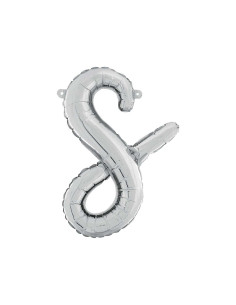 Globo foil letra S minúscula plata 36cm | Ducaval | Envíos 24/48 hora