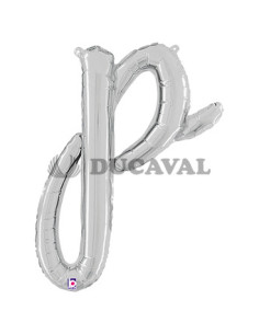 Globo foil letra P minúscula plata 36cm