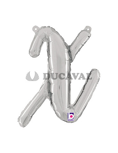 Globo foil letra X minúscula plata 36cm