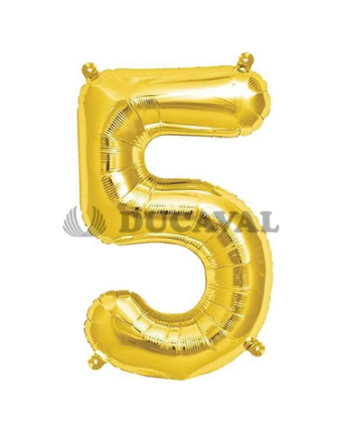 Globo número 5 dorado 45cm
