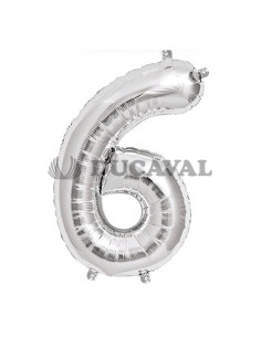 Globo número 6 plata 45cm