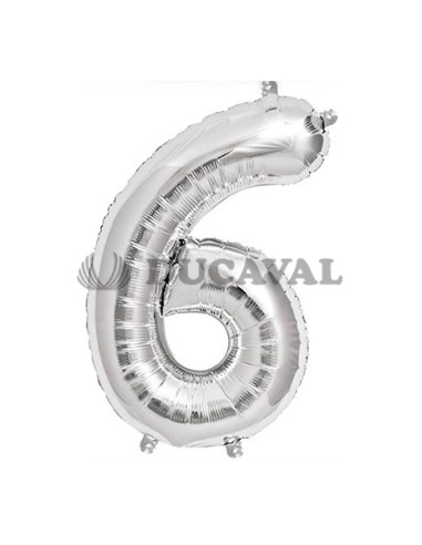 Globo número 6 plata 45cm