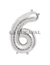 Globo número 6 plata 45cm