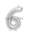 Globo número 6 plata 45cm