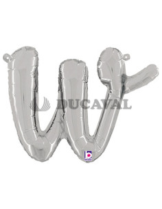 Globo foil letra W minúscula plata 36cm