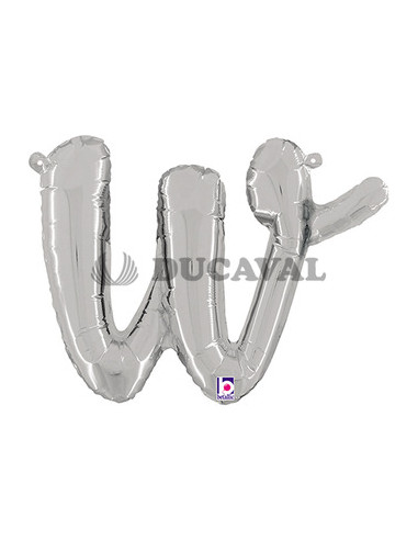 Globo foil letra W minúscula plata 36cm