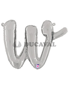 Globo foil letra W minúscula plata 36cm