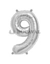 Globo número 9 plata 45cm