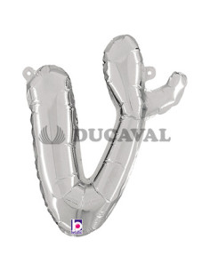 Globo foil letra V minúscula plata 36cm