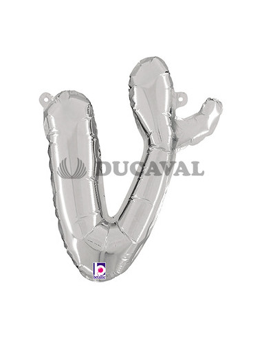 Globo foil letra V minúscula plata 36cm