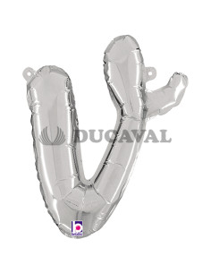 Globo foil letra V minúscula plata 36cm