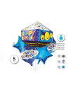 Set globo mylar rombo Happy Birthday 5 unidades