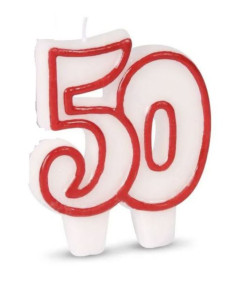Vela doble 50 blanca con borde rojo | Ducaval | Envías 24/48 horas 