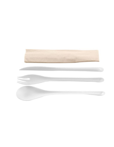Seteko blanco cuchara tenedor cuchillo y servilletas | Ducaval | Env