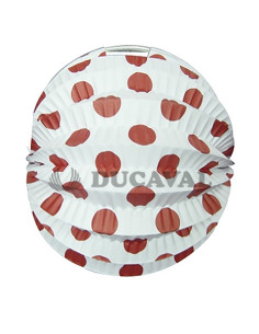 Farol esférico blanco lunar rojo 22cm