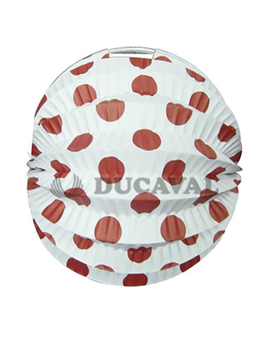 Farol esférico blanco lunar rojo 22cm