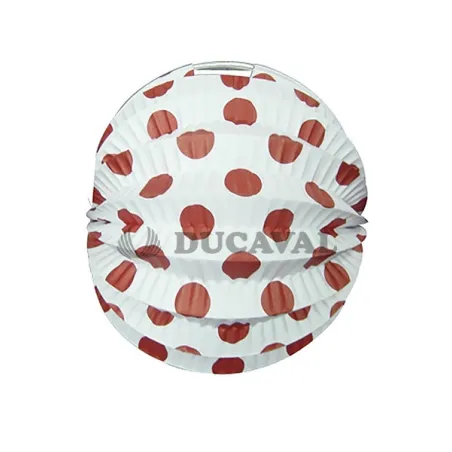 Farol esférico blanco lunar rojo 22cm