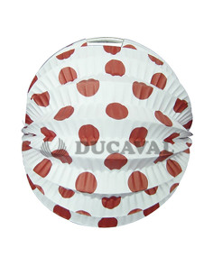 Farol esférico blanco lunar rojo 22cm