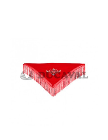 Mantón pequeño bordado rojo