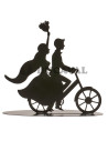 Figura boda pareja metal negro bicicleta 18cm  Disfraces Ducaval