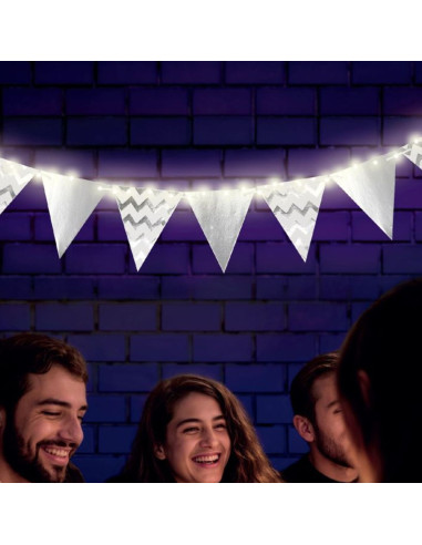 Banderines metalizados plateados con luz | Ducaval | Envías 24/48 hor