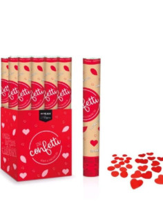 Cañon confeti petalos y corazones rojo 40cm | Ducaval | Envías 24/48 