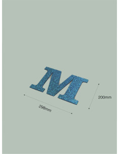 Letra M con purpurina azul 298 x 200 mm
