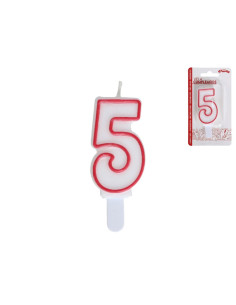 Vela cumpleaños rojo/blanco 5  | Ducaval | Envías 24/48 horas 
