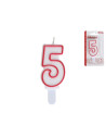 Vela cumpleaños rojo/blanco 5  | Ducaval | Envías 24/48 horas 