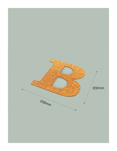 Letra B con purpurina oro 206 x 200 mm Ducaval envios 24/48 horas