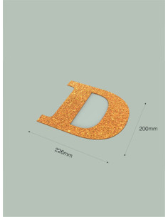 Letra D con purpurina oro 226 x 200 mm. Ducaval envios 24/48 horas