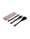 Cubiertos negros cuchara, tenedor, cuchillo y servilleta 50ud | Ducav