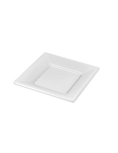 Plato llano cuadrado blanco 17x17cm 6und reutilizable.| Ducaval | Env