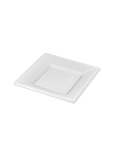 Plato llano cuadrado blanco 17x17cm 6und reutilizable.| Ducaval | Env