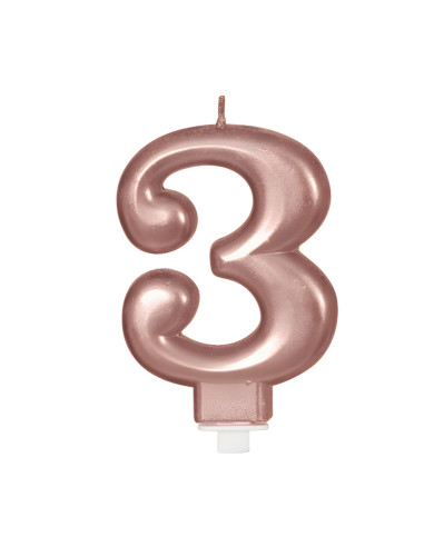Vela color oro rosado nº3 | Ducaval | Envíos 24/48 horas