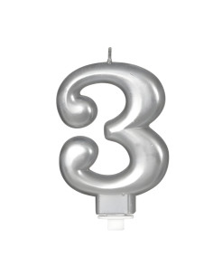 Vela color plata nº3 | Ducaval | Envíos 24/48 horas