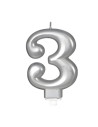 Vela color plata nº3 | Ducaval | Envíos 24/48 horas